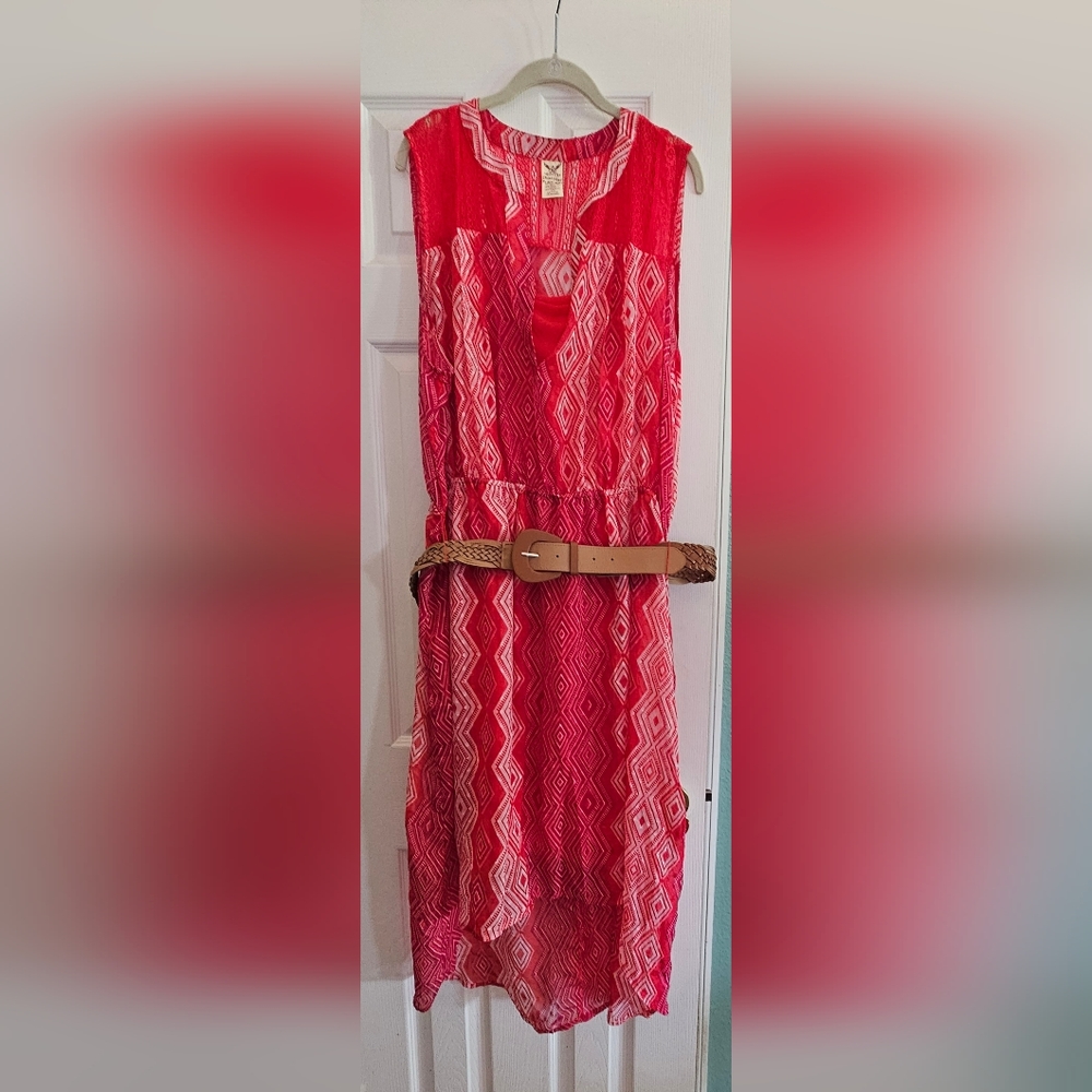 NWT FADED GLORY HI LOW BELTED SHIRTDRESS SIZE 3XL